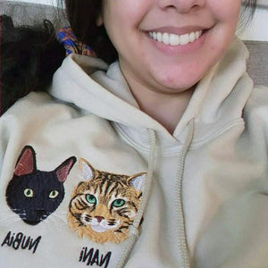 Custom Dog Portrait Sweatshirt for Birthday Wife - Embroidered Pet Photo Crewneck & Name - Gift for Her