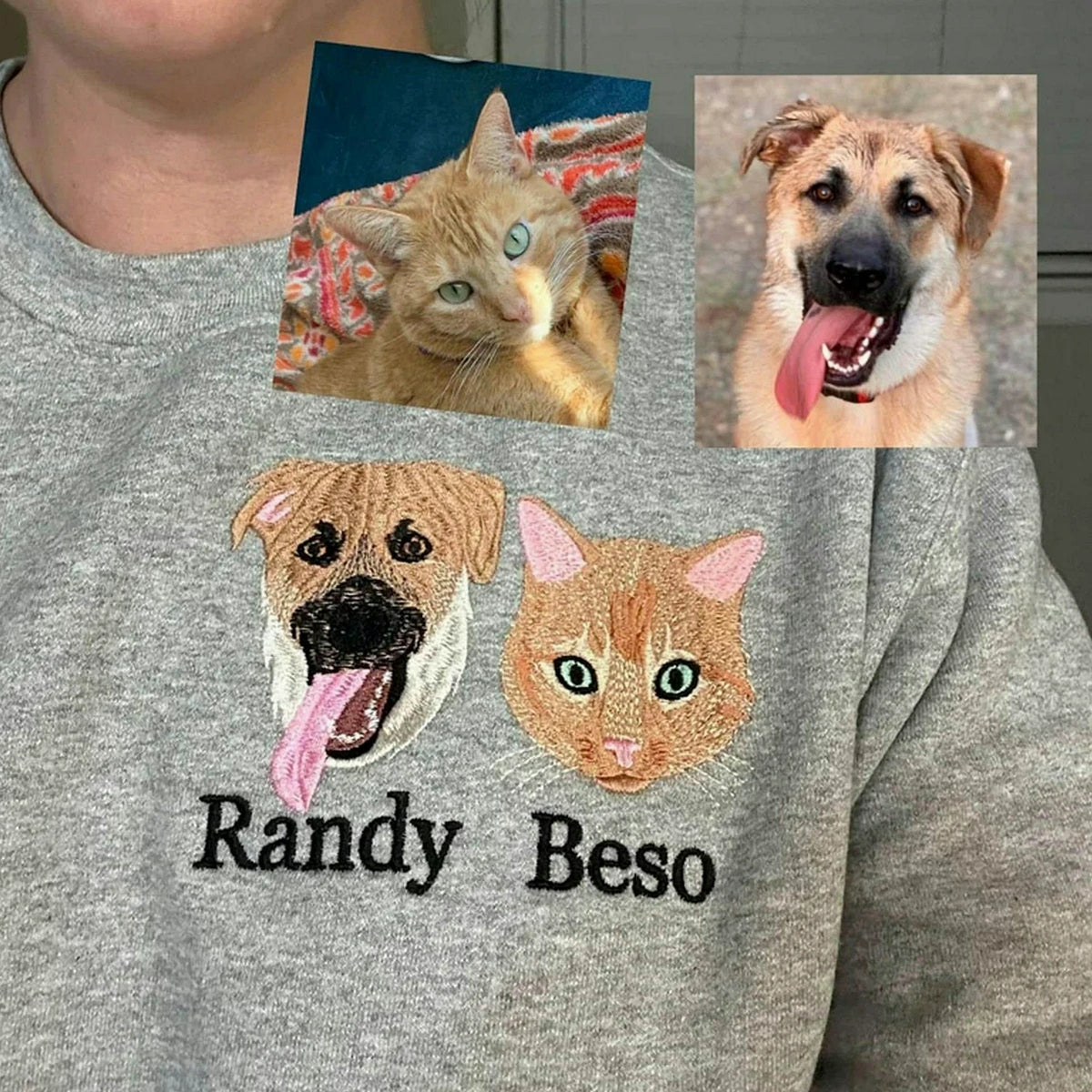 Custom Dog Portrait Sweatshirt for Birthday Wife - Embroidered Pet Photo Crewneck & Name - Gift for Her
