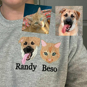 Custom Dog Portrait Sweatshirt for Birthday Wife - Embroidered Pet Photo Crewneck & Name - Gift for Her