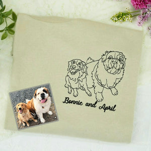 Custom Dog Memorial Sweatshirt for Wife - Embroidered Pet Photo Outline Crewneck & Name - Dog Loss Sympathy Gift for Her