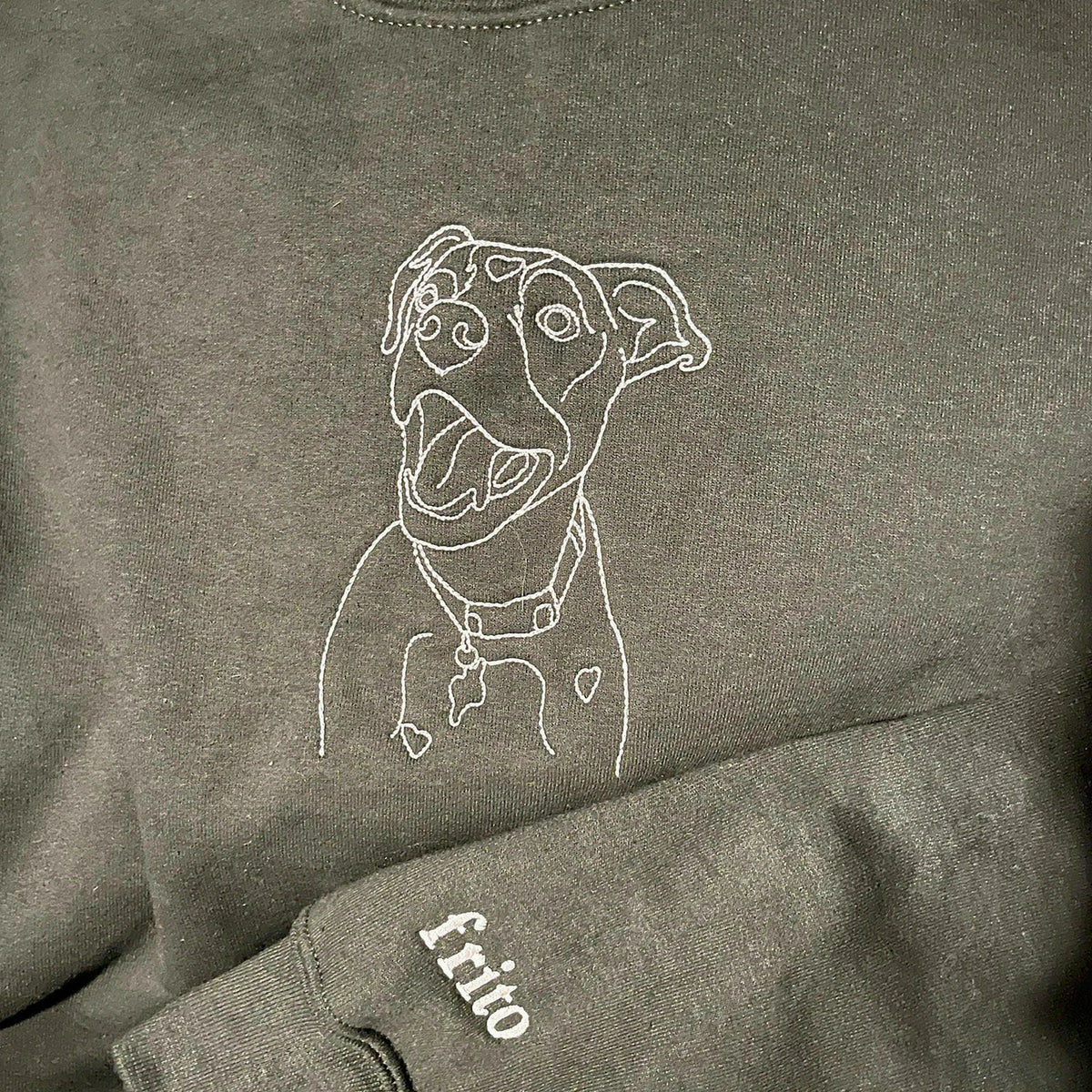Custom Dog Outline Sweatshirt for Birthday Wife - Minimalist Embroidered Pet Photo Crewneck & Name - Gift for Her