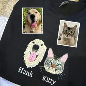 Custom Dog Portrait Sweatshirt for Birthday Wife - Embroidered Pet Photo Crewneck & Name - Gift for Her