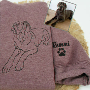 Custom Dog Memorial Sweatshirt for Wife - Embroidered Pet Photo Outline Crewneck & Name - Dog Loss Sympathy Gift for Her