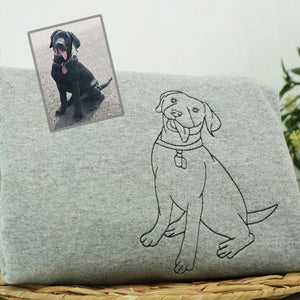 Custom Dog Memorial Sweatshirt for Wife - Embroidered Pet Photo Outline Crewneck & Name - Dog Loss Sympathy Gift for Her