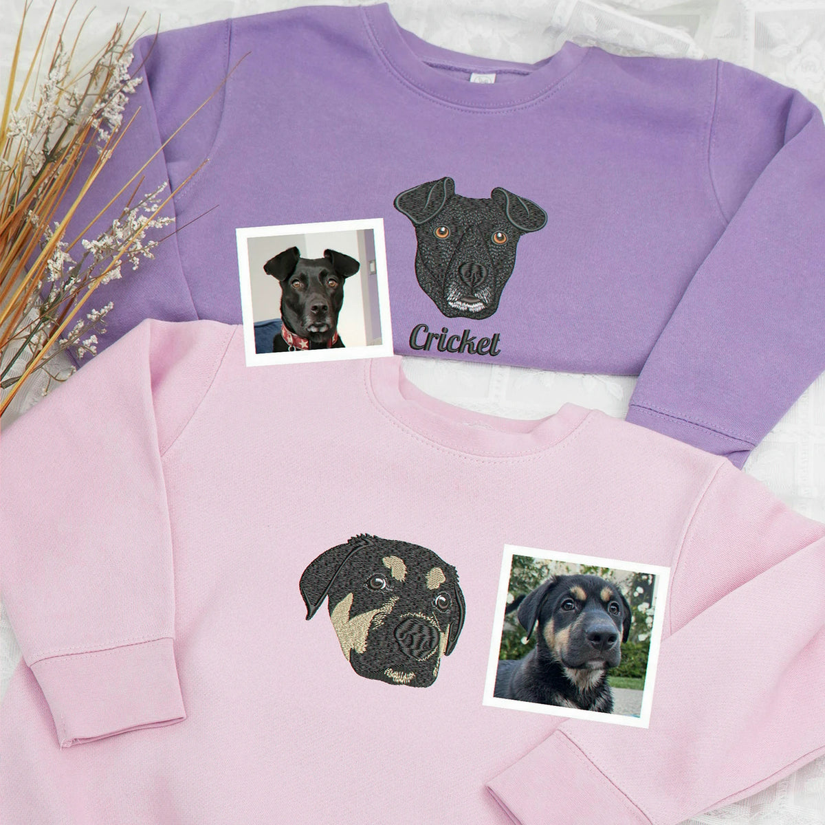 Personalized Embroidered Dog Portrait Youth Hoodie or Sweatshirt from Photo for Kids, Gift for Dog Lovers