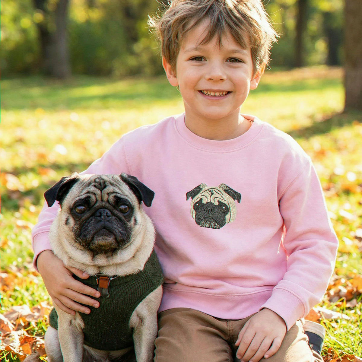 Personalized Embroidered Dog Portrait Youth Hoodie or Sweatshirt from Photo for Kids, Gift for Dog Lovers