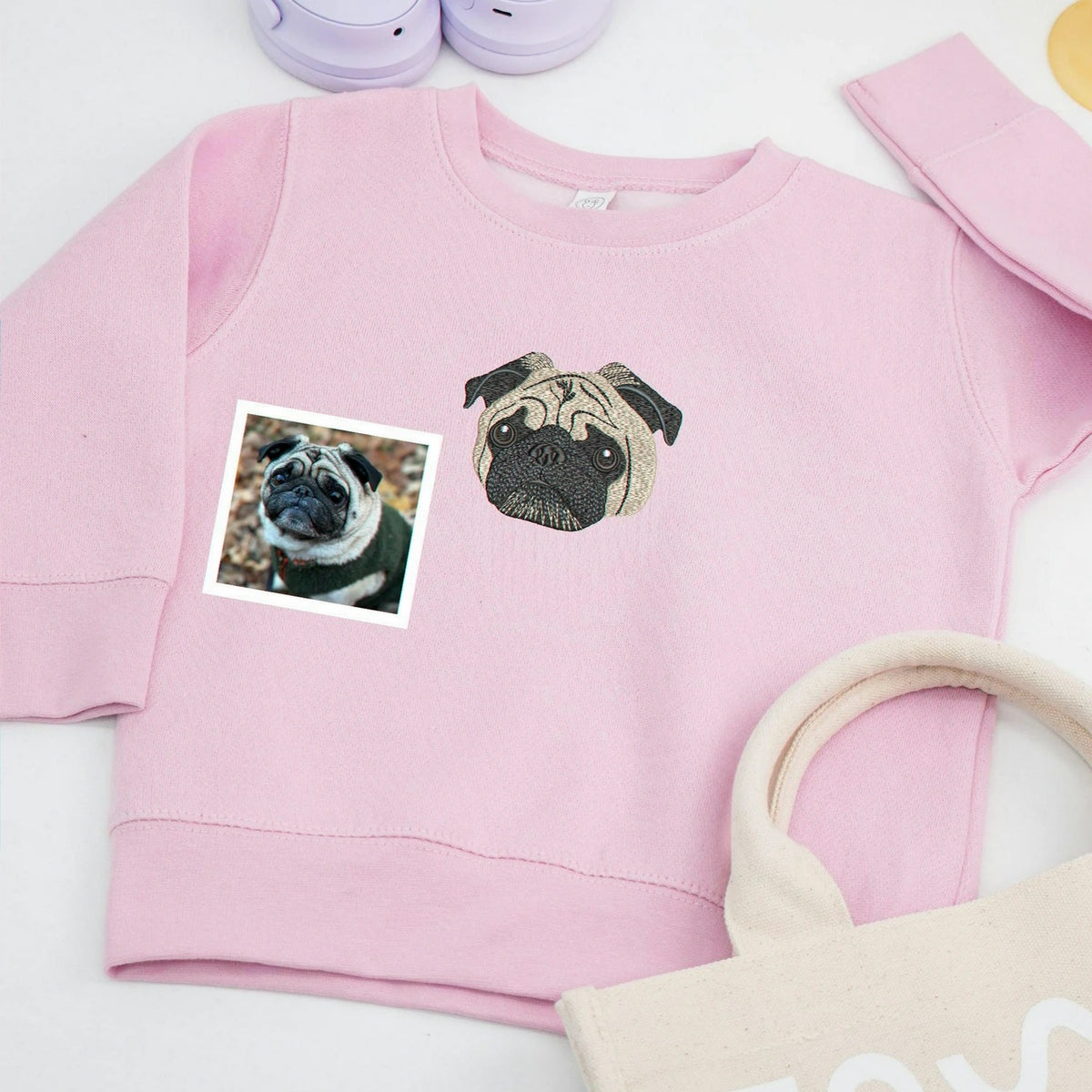 Personalized Embroidered Dog Portrait Youth Hoodie or Sweatshirt from Photo for Kids, Gift for Dog Lovers