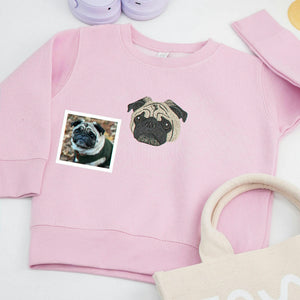 Personalized Embroidered Dog Portrait Youth Hoodie or Sweatshirt from Photo for Kids, Gift for Dog Lovers