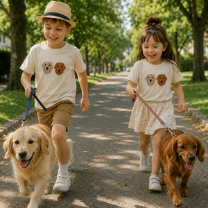 Custom Dog Portrait Youth T-Shirt, Embroidered Pet Photo Tee, Birthday Gift for Boy or Girl
