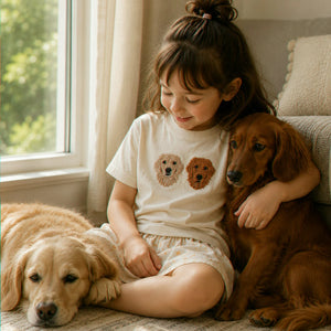 Custom Dog Portrait Youth T-Shirt, Embroidered Pet Photo Tee, Birthday Gift for Boy or Girl