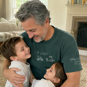 Custom Embroidered Kids Drawing T-shirt for Dad - Draw from Your Photo Father's Day Gift