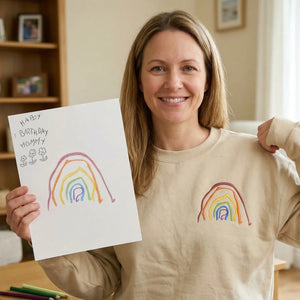 Custom Embroidered Gifts for Mom Grandmother, Children's Drawing Art Work Embroidered Sweatshirt or Hoodie