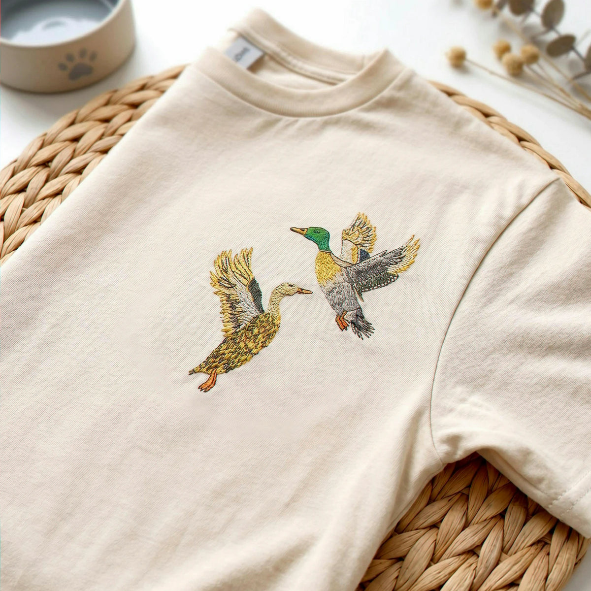 Custom Duck Portrait T-Shirt, Embroidered Duck Photo, Duck Hunter Gift For Dad, Outdoorsman Gift For Couple