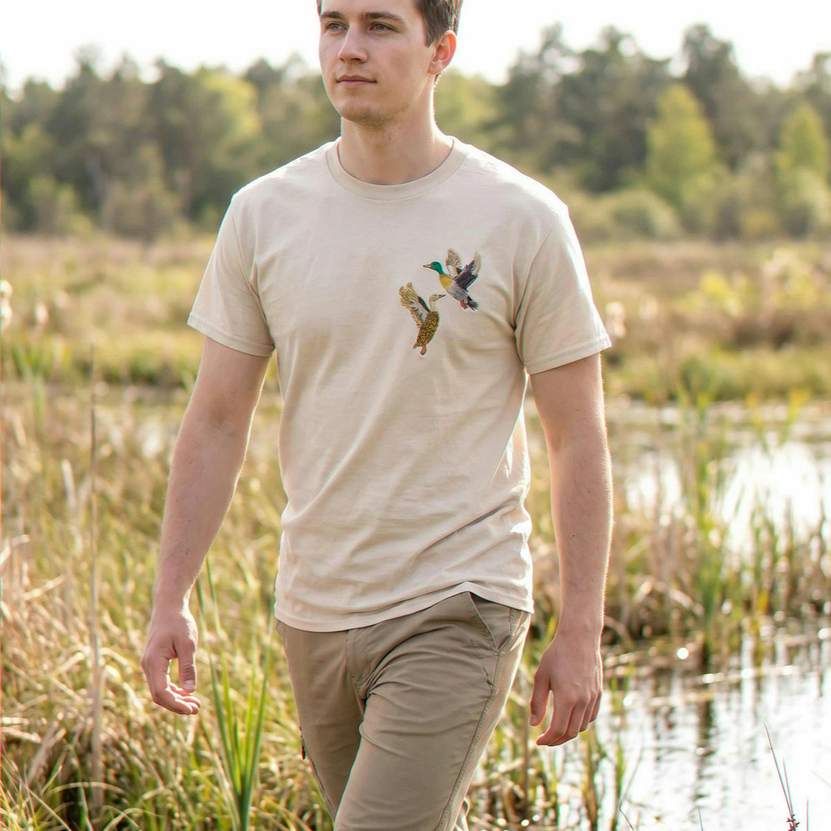 Custom Duck Portrait T-Shirt, Embroidered Duck Photo, Duck Hunter Gift For Dad, Outdoorsman Gift For Couple