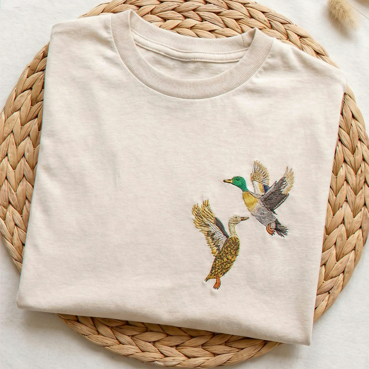 Custom Duck Portrait T-Shirt, Embroidered Duck Photo, Duck Hunter Gift For Dad, Outdoorsman Gift For Couple