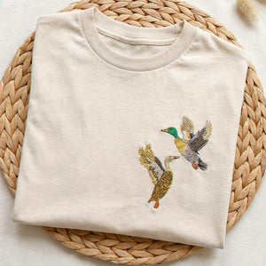 Custom Duck Portrait T-Shirt, Embroidered Duck Photo, Duck Hunter Gift For Dad, Outdoorsman Gift For Couple