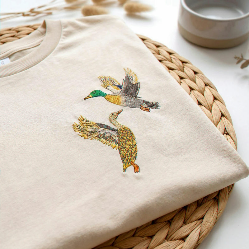 Custom Duck Portrait T-Shirt, Embroidered Duck Photo, Duck Hunter Gift For Dad, Outdoorsman Gift For Couple