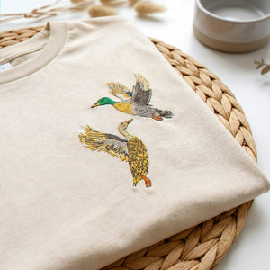 Custom Duck Portrait T-Shirt, Embroidered Duck Photo, Duck Hunter Gift For Dad, Outdoorsman Gift For Couple