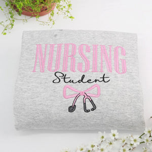 Personalized Nursing Student Sweatshirt, Custom Embroidered Nursing Graduation Pullover, Birthday Gift for Future Nurse