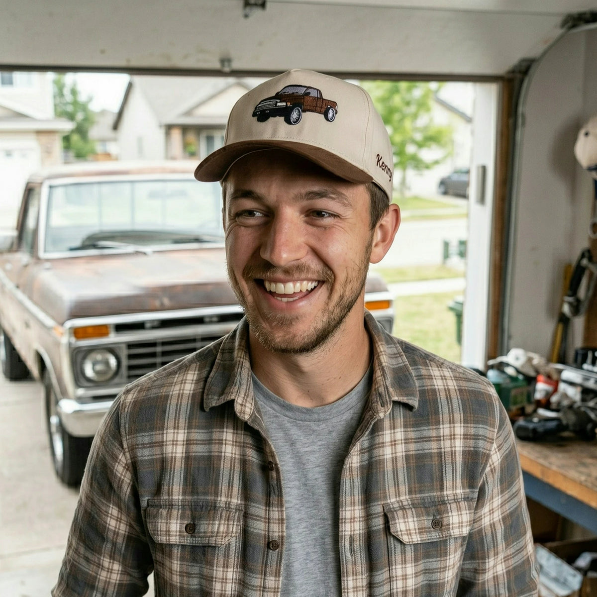 Custom Pickup Truck Photo Snapback Hat for Truck Lover - Embroidered Birthday Gift for Him