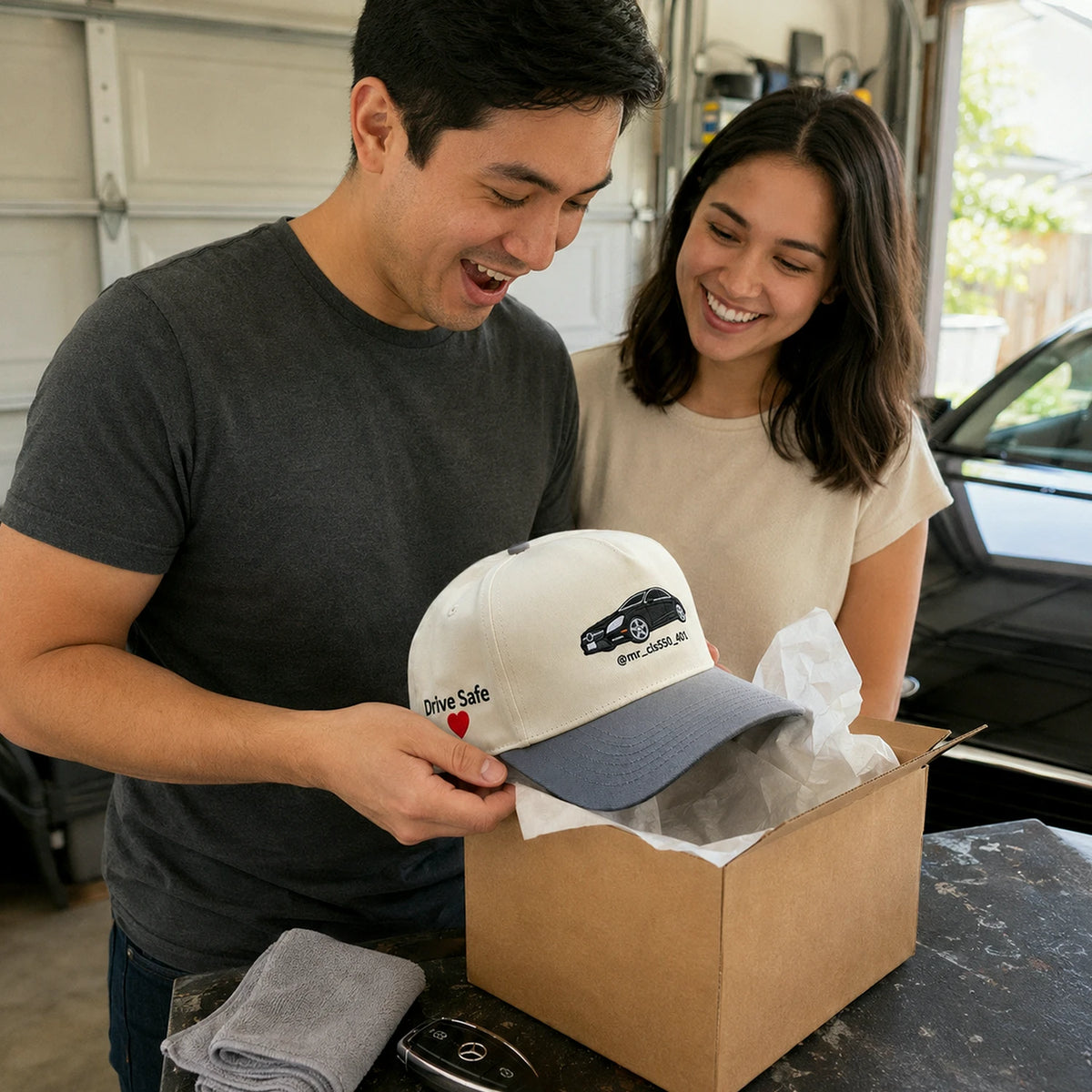 Custom Car Photo Snapback Hats - Embroidered Vehicle Caps Father's Day Gift