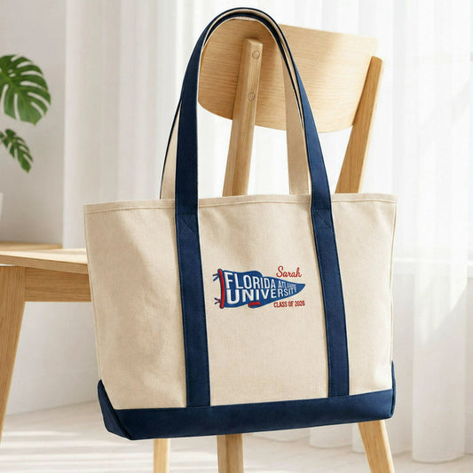 Embroidered Students Tote Bag, Personalized Name & Class Year College Spirit