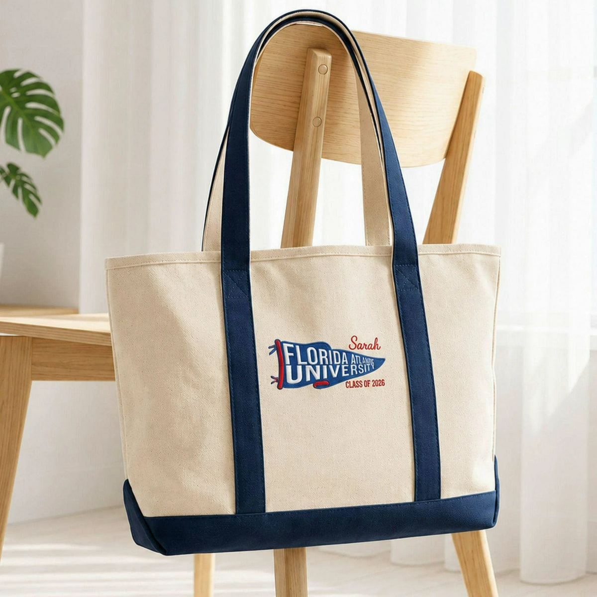 Embroidered Students Tote Bag, Personalized Name & Class Year College Spirit