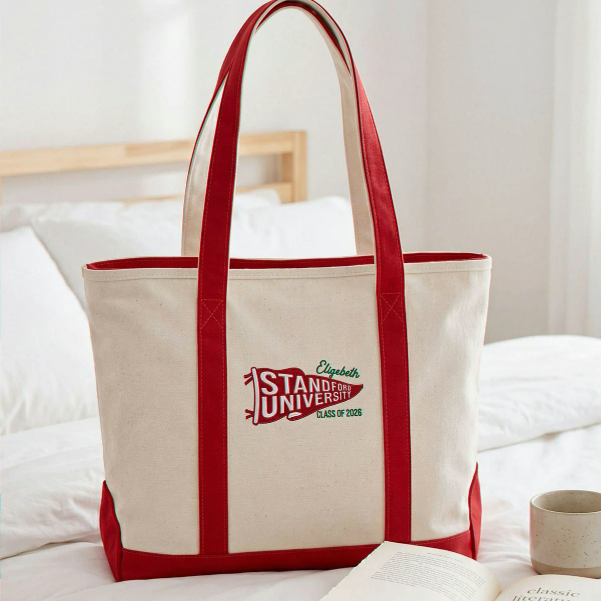 Embroidered Students Tote Bag, Personalized Name & Class Year College Spirit