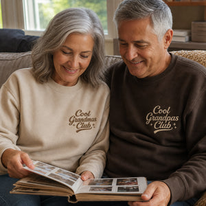Embroidered Cool Grandmas Grandpas Club Sweatshirt - Grandparents Matching Gift, Custom Kid Names on Sleeve