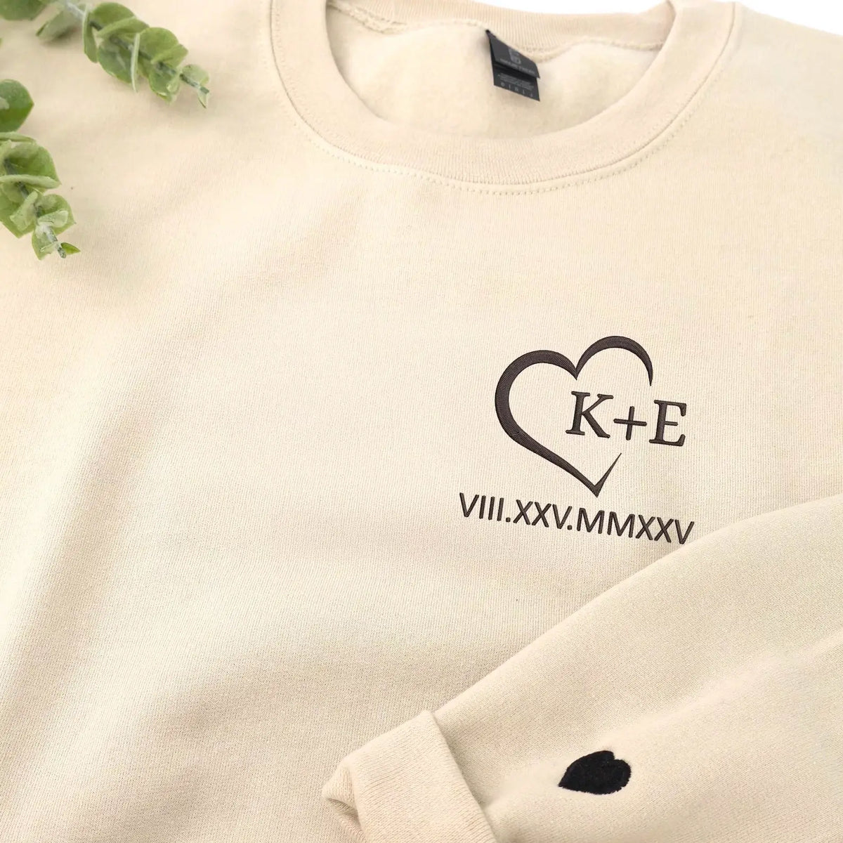 Custom embroidered couple initials heart hoodie personalized 1st anniversary gift