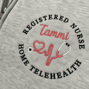 Personalized Oncology RN Quarter Zip, Custom Name & Title Embroidered Pullover, Nurses Week Birthday Gift for Her