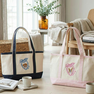 Custom Dog Portrait Tote Bag for Birthday Mom- Embroidered Pet Photo Full Color Bag & Heart Locket - Gift for Her