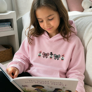 Personalized Coquette Halloween Hoodie for Kids - Embroidered Bow Halloween Crewneck - Fall Season Gift