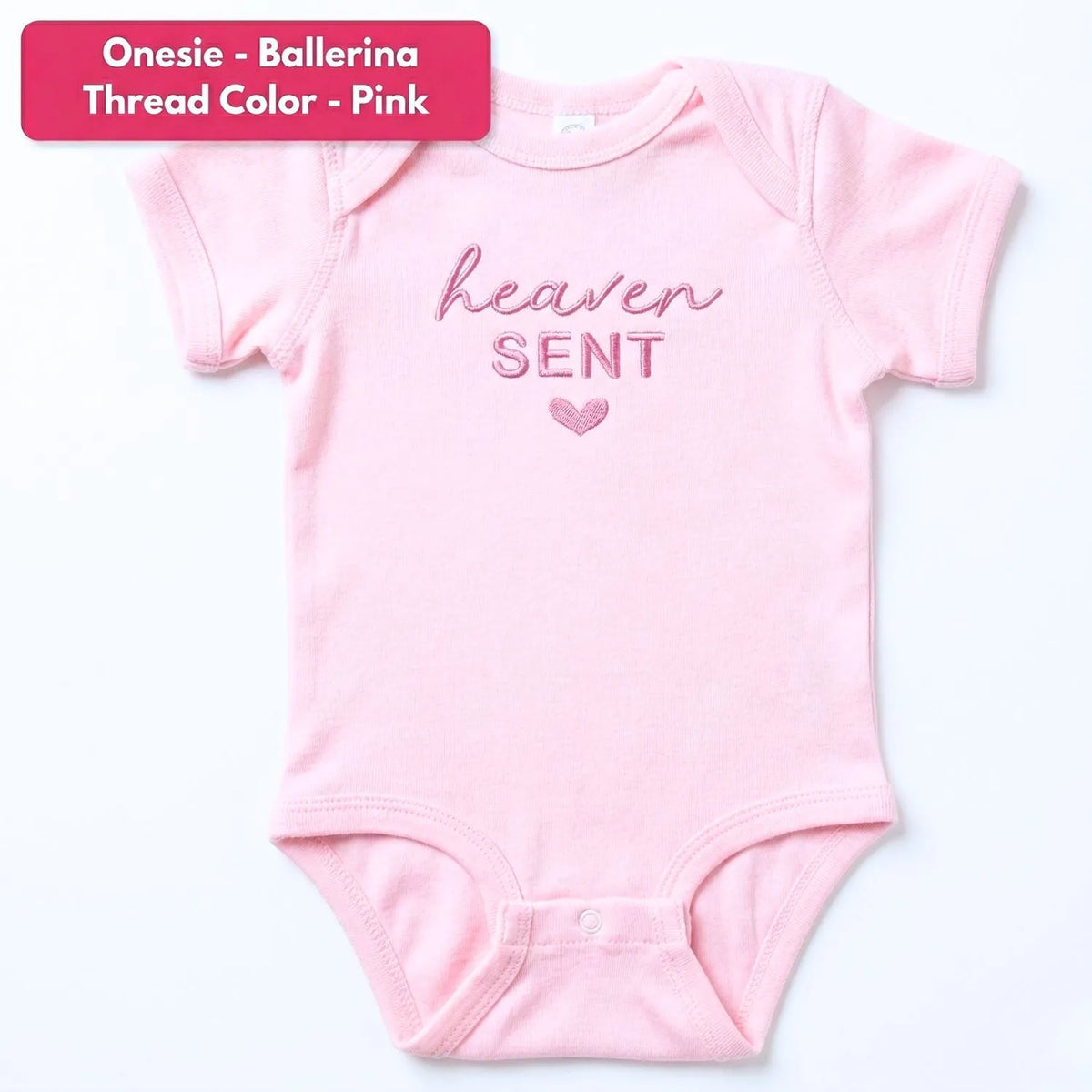 embroidered heaven sent baby onesie for pregnancy announcement newborn outfit