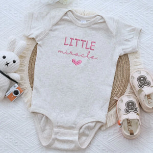 embroidered little miracle newborn baby onesie soft cotton baby shower gift outfit