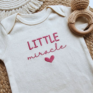 embroidered little miracle newborn baby onesie soft cotton baby shower gift outfit