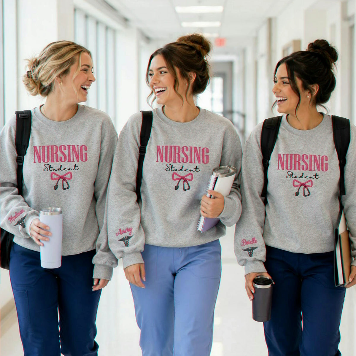 Custom Embroidered Nursing Student Sweatshirt, Matching Medical Squad Graduation Gifts for Classmates