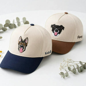 Custom Pet Photo Snapback Hats - Embroidered Dog, Cat or any Pet Portrait Caps