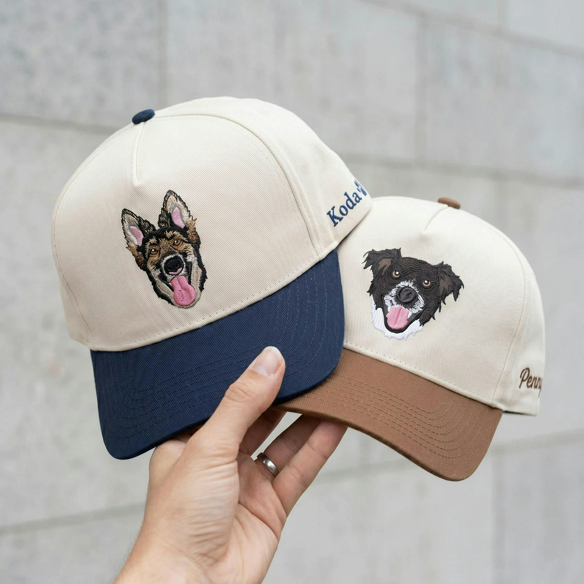 Custom Pet Photo Snapback Hats - Embroidered Dog, Cat or any Pet Portrait Caps