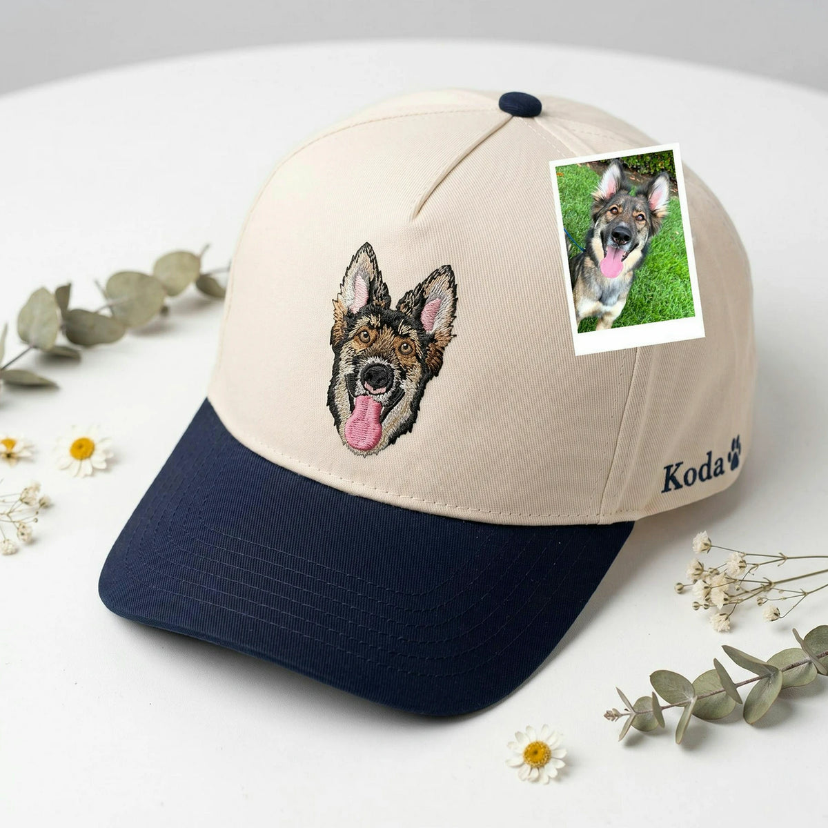 Custom Pet Photo Snapback Hats - Embroidered Dog, Cat or any Pet Portrait Caps