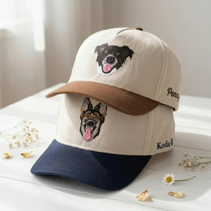 Custom Pet Photo Snapback Hats - Embroidered Dog, Cat or any Pet Portrait Caps
