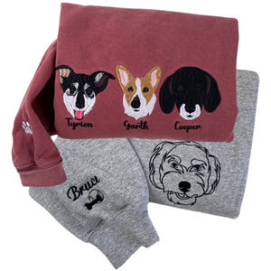 Custom Embroidered Pet Sweatshirt, Hoodie with Photo Portrait - Personalized Pet Gifts - Embroly