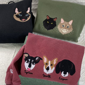 Custom Embroidered Pet Sweatshirt, Hoodie with Photo Portrait - Personalized Pet Gifts - Embroly