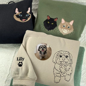 Custom Embroidered Pet Sweatshirt, Hoodie with Photo Portrait - Personalized Pet Gifts - Embroly