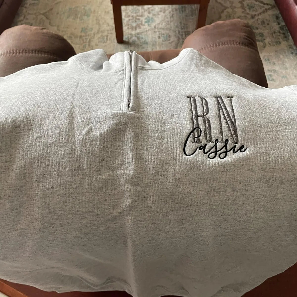 Custom Embroidered Registered Nurse Quarter Zip Sweatshirt, Name or Title Nursing Assistant Gift, Hospital Staff