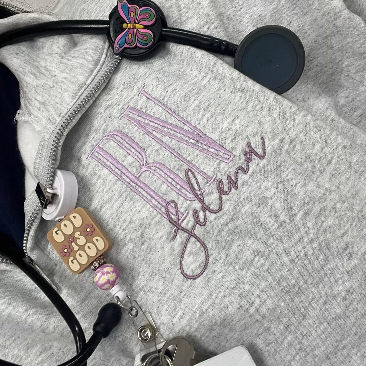 Custom Embroidered Registered Nurse Quarter Zip Sweatshirt, Name or Title Nursing Assistant Gift, Hospital Staff