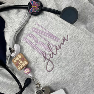 Custom Embroidered Registered Nurse Quarter Zip Sweatshirt, Name or Title Nursing Assistant Gift, Hospital Staff