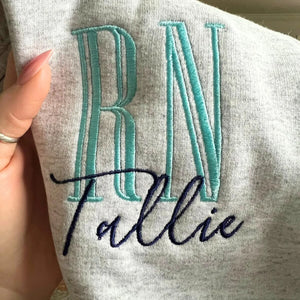 Custom Embroidered Registered Nurse Quarter Zip Sweatshirt, Name or Title Nursing Assistant Gift, Hospital Staff