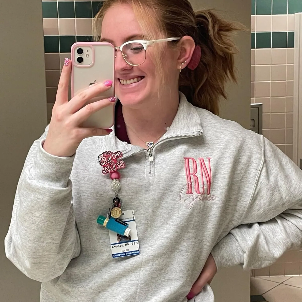 Custom Embroidered Registered Nurse Quarter Zip Sweatshirt, Name or Title Nursing Assistant Gift, Hospital Staff