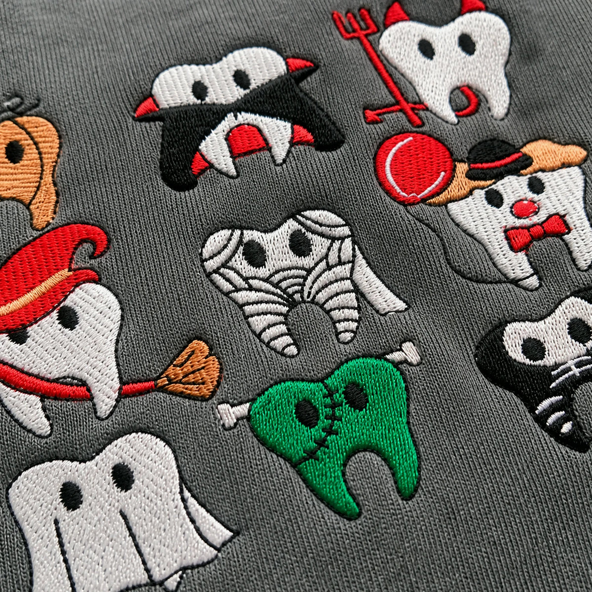 Embroidered Comfort Color® Spooky Halloween Teeth Sweatshirt, Dental Squad Sweater